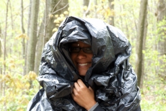 Stephanie -- improvised protection against the flies