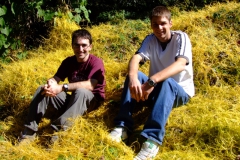 Mihai & Mark on thick carpet of Cuscuta corymbosa var. grandiflora in Michoacan